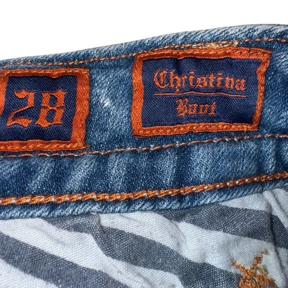 Rock Revival Women’s Jeans Size 28 Blue Bootcut Fluer-De-Lis Denim Stretch Fade - Picture 9 of 13